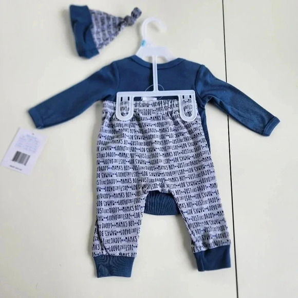 NWT JUST LIKE DADDY Duck Goose Baby Boys 3-Pack Bodysuit Pants Hat Blue 3-6 Mos - Picture 7 of 10